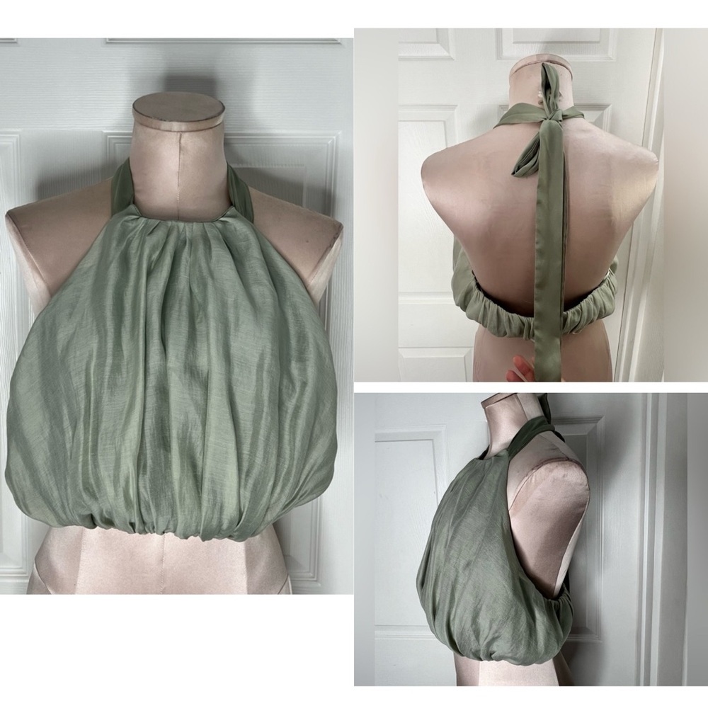 Mable Green Halter Tie Top Sz M